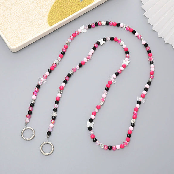 Mobile Phone Lanyard Beaded Love Water Drops Bell Handmade Bag Ornaments For Women