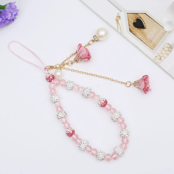 Mobile Phone Lanyard Creative Gypsum Flower Bracelet With Crystal Pendant Handmade For Unisex