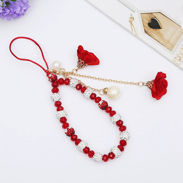 Mobile Phone Lanyard Creative Gypsum Flower Bracelet With Crystal Pendant Handmade For Unisex