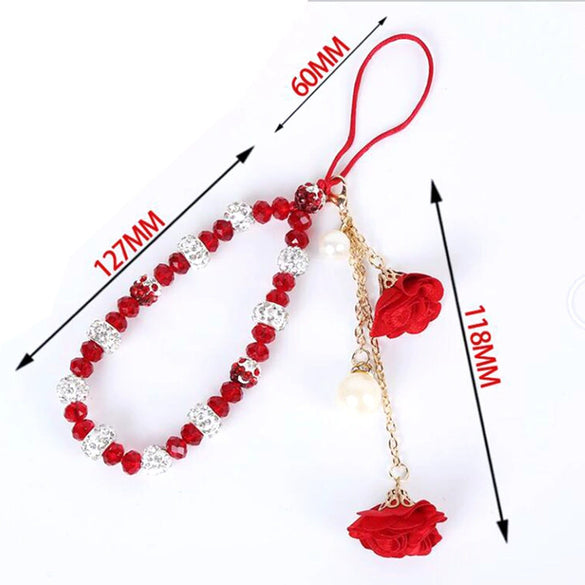 Mobile Phone Lanyard Creative Gypsum Flower Bracelet With Crystal Pendant Handmade For Unisex