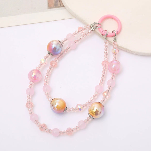 Mobile Phone Pendant Bag Hanging Decorations Gold Foil Crystal Beaded Handmade