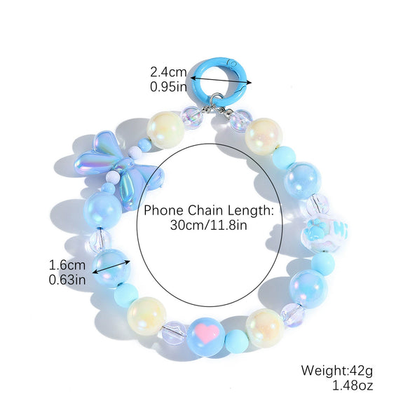 Mobile Phone Pendant Plastic Resin Cartoon Geometric Love Water Drops Bell Beaded Bow Baking Paint