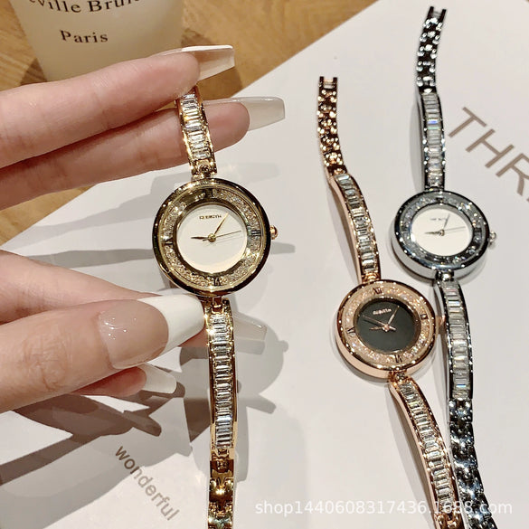 Mobile Rhinestone Fashion Simple Women's Bracelet Watch Alloy Ordinary Glass Mirror