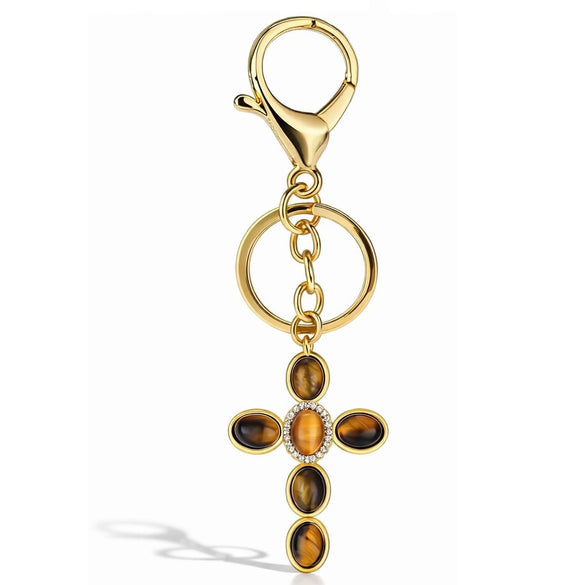 Modern Art Copper Cross Keychain Fashion Simple Bag Pendant And Car Key Accessory For Daily Use