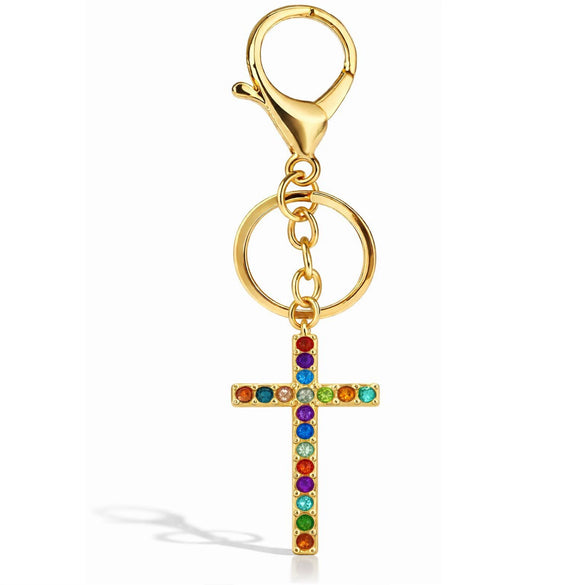 Modern Art Copper Cross Keychain Fashion Simple Bag Pendant And Car Key Accessory For Daily Use