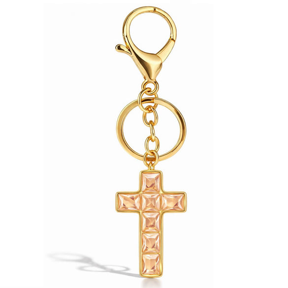 Modern Art Copper Cross Keychain Fashion Simple Bag Pendant And Car Key Accessory For Daily Use