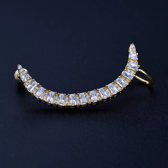 Modern Geometric Copper Clipon Earrings With Zircon Details Elegant Statement Fashion Jewelry