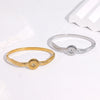 Modern Minimalist Stainless Steel Bracelet For Women With Gold Electroplated Striped Geometric Round Design