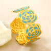 Modern Minimalist Stainless Steel Floral Open Bracelet With Dripping Oil Finish Light Luxury Flower Jewelry