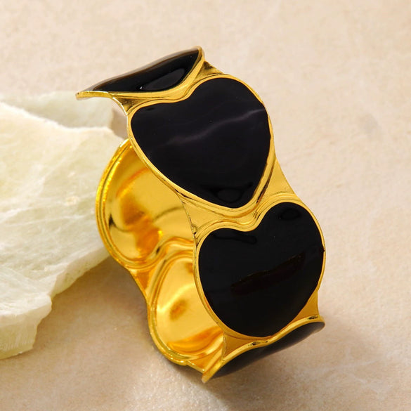 Modern Minimalist Stainless Steel Heart Bracelet With Dripping Oil Design Retro Versatile Titanium Steel Open Bangle