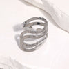 Modern Minimalist Stainless Steel Open Ring With Irregular Geometric Line Texture And 18K Gold Electroplated Finish For Women