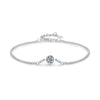 Modern Simple Chain Bracelet In S925 Sterling Silver With Single Diamond And Gem Inlaid For Women
