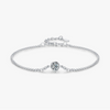 Modern Simple Chain Bracelet In S925 Sterling Silver With Single Diamond And Gem Inlaid For Women