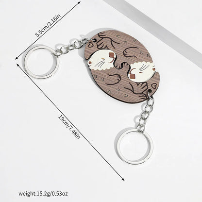 Modern Style Animal Metal Couple Bag Pendant Keychain