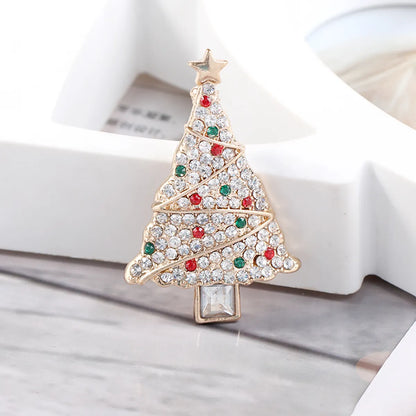 Modern Style Artistic Christmas Tree Alloy Inlay Rhinestones Unisex Brooches