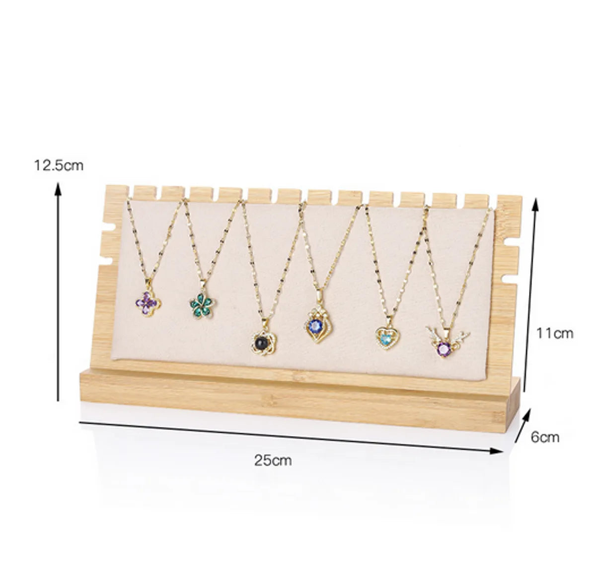 Modern Style Artistic L-Shaped Plate Bamboo Wood Flannel Patchwork Jewelry Display Jewelry Rack