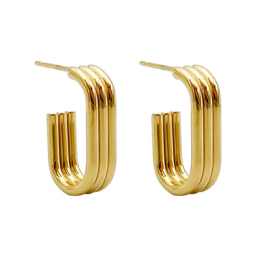 Modern Style Artistic U Shape Stainless Steel Metal Polishing Plating Gold Plated Women's Ear Studs