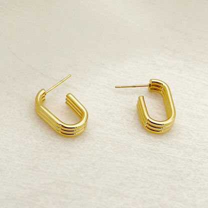 Modern Style Artistic U Shape Stainless Steel Metal Polishing Plating Gold Plated Women's Ear Studs