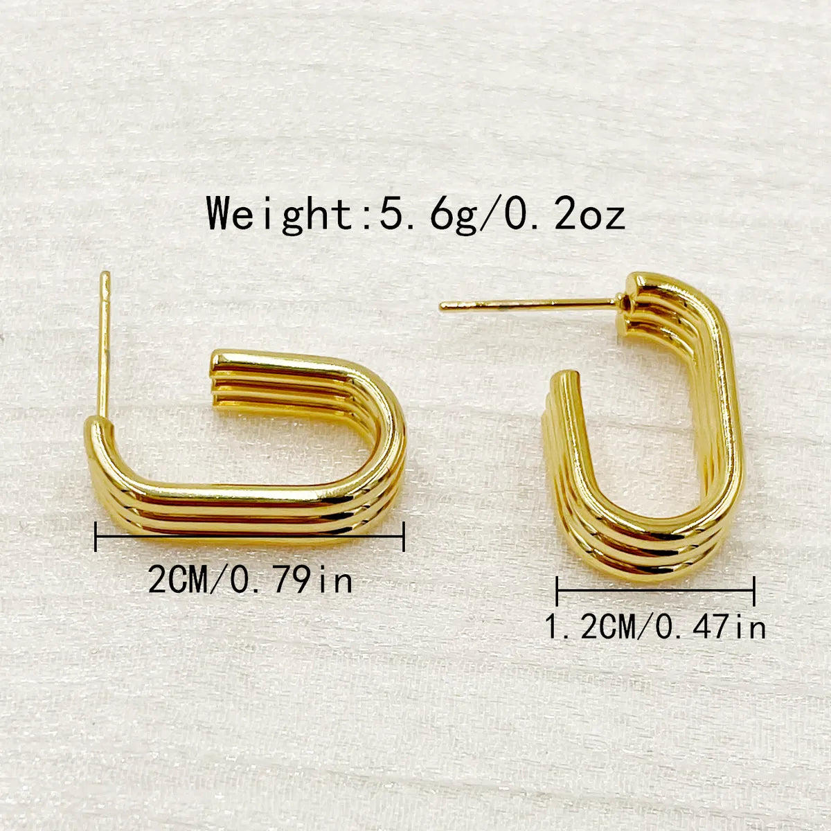 Modern Style Artistic U Shape Stainless Steel Metal Polishing Plating Gold Plated Women's Ear Studs