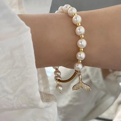 Modern Style Bear Flower Zircon Artificial Pearl Wholesale Bracelets