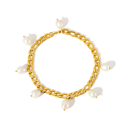 Modern Style British Style Solid Color 18k Gold Plated Stainless Steel Wholesale Anklet