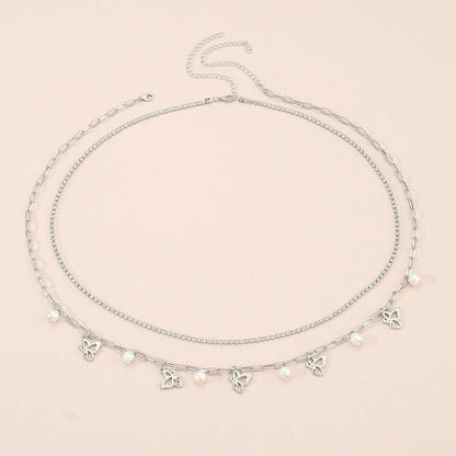 Modern Style Butterfly Artificial Rhinestones Artificial Pearls Alloy Wholesale Waist Chain