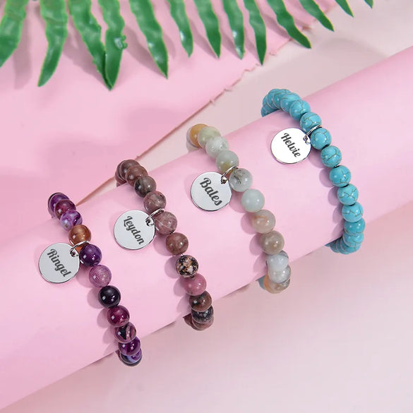 Modern Style Classic Style Animal Letter Paw Print Natural Stone Wholesale Bracelets