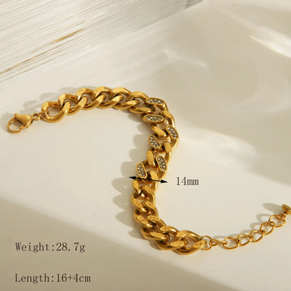 Modern Style Classic Style Commute Solid Color 304 Stainless Steel 18K Gold Plated Bracelets In Bulk