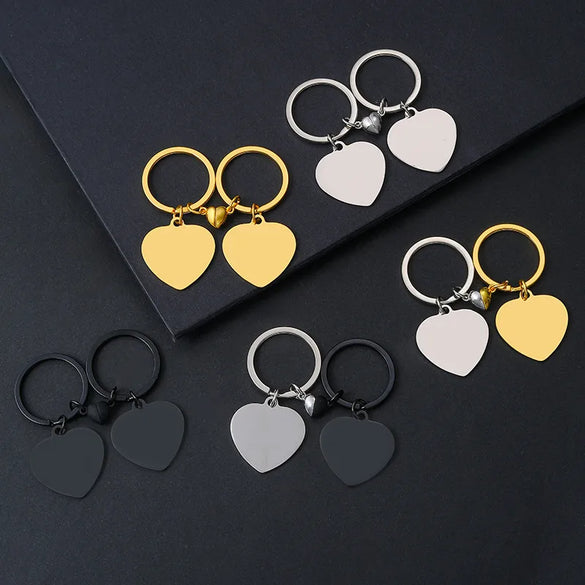 Modern Style Classic Style Customization Laser Engraving Heart Shape 201 Stainless Steel Plating Unisex Bag Pendant Keychain