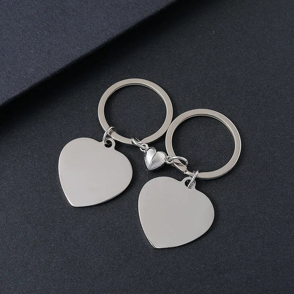 Modern Style Classic Style Customization Laser Engraving Heart Shape 201 Stainless Steel Plating Unisex Bag Pendant Keychain