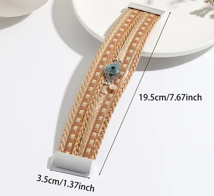 Modern Style Classic Style Devil'S Eye Pu Leather Plating Inlay Rhinestones Women'S Bangle