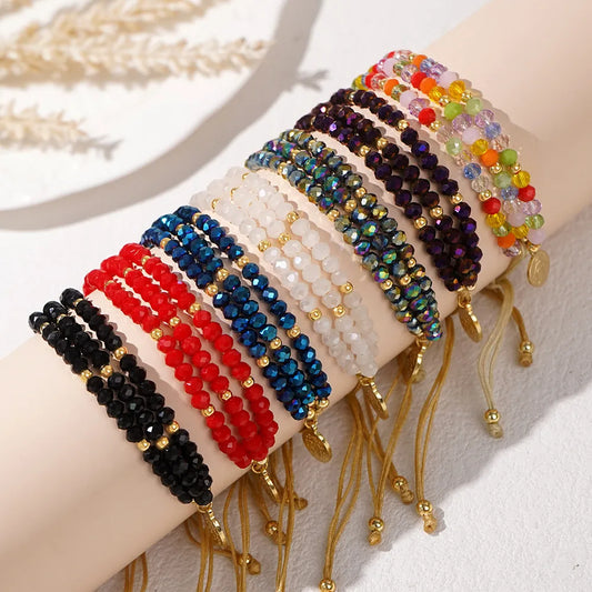 Modern Style Classic Style Geometric Artificial Crystal Rope Wholesale Drawstring Bracelets