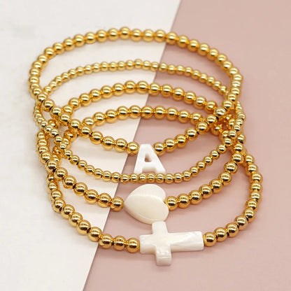 Modern Style Classic Style Geometric Cross Heart Shape Gem Shell Copper Wholesale Bracelets