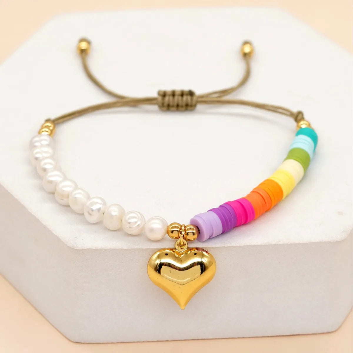 Modern Style Classic Style Geometric Heart Shape Mixed Materials Soft Clay Women'S Bracelets