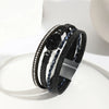 Modern Style Classic Style Geometric Pu Leather Beaded Inlay Artificial Crystal Zircon Women'S Bangle