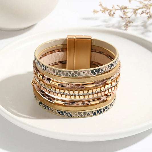 Modern Style Classic Style Geometric Pu Leather Plating Women'S Bangle