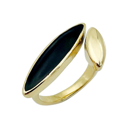 Modern Style Classic Style Irregular Stainless Steel Metal Asymmetrical Enamel Plating Gold Plated Open Ring