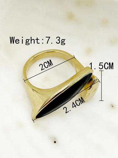 Modern Style Classic Style Irregular Stainless Steel Metal Asymmetrical Enamel Plating Gold Plated Open Ring