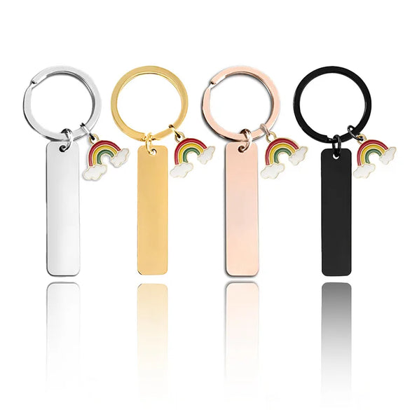 Modern Style Classic Style Rainbow Customization Laser Engraving 201 Stainless Steel Plating Unisex Bag Pendant Keychain