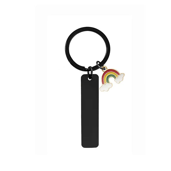 Modern Style Classic Style Rainbow Customization Laser Engraving 201 Stainless Steel Plating Unisex Bag Pendant Keychain