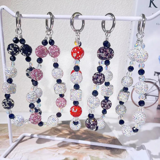 Modern Style Classic Style Round Alloy Plastic Beaded Bag Pendant Keychain