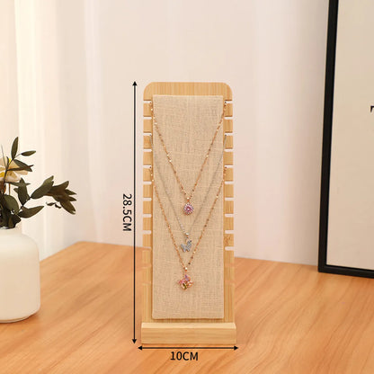 Modern Style Classic Style Solid Color Bamboo Wood Linen Jewelry Rack