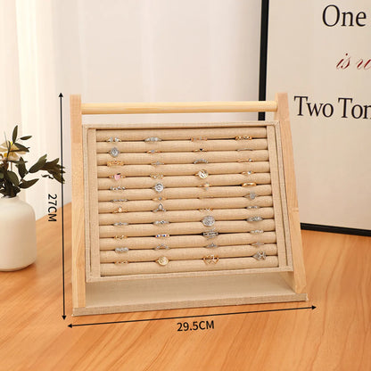 Modern Style Classic Style Solid Color Bamboo Wood Linen Jewelry Rack