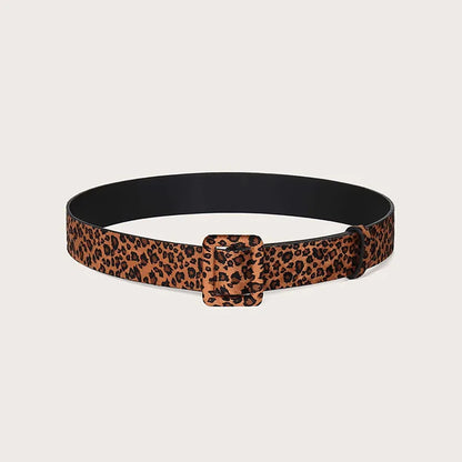 Modern Style Classic Style Square Leopard Imitation Leather Alloy Women'S Leather Belts