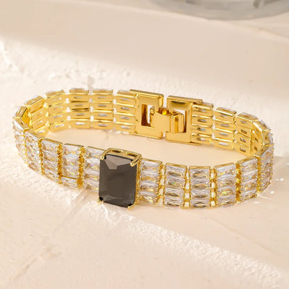 Modern Style Colorful Copper Plating Inlay Zircon White Gold Plated Gold Plated Bracelets