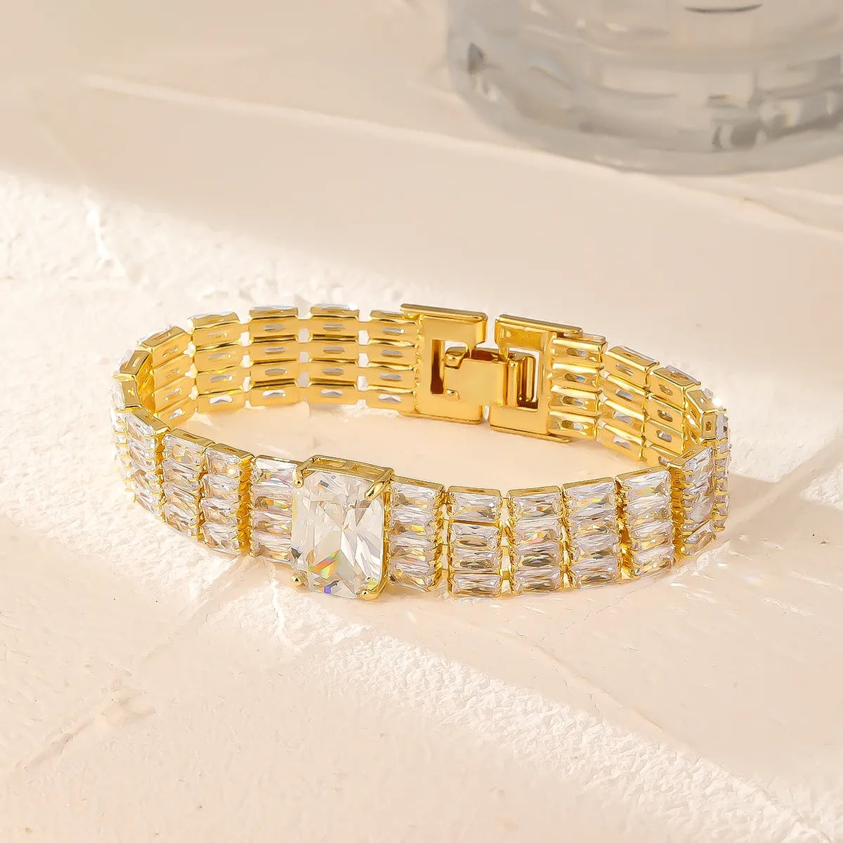 Modern Style Colorful Copper Plating Inlay Zircon White Gold Plated Gold Plated Bracelets