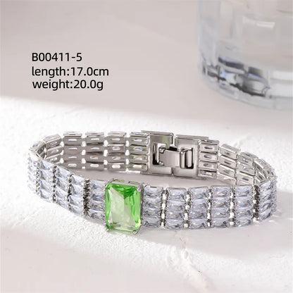 Modern Style Colorful Copper Plating Inlay Zircon White Gold Plated Gold Plated Bracelets