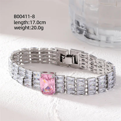 Modern Style Colorful Copper Plating Inlay Zircon White Gold Plated Gold Plated Bracelets