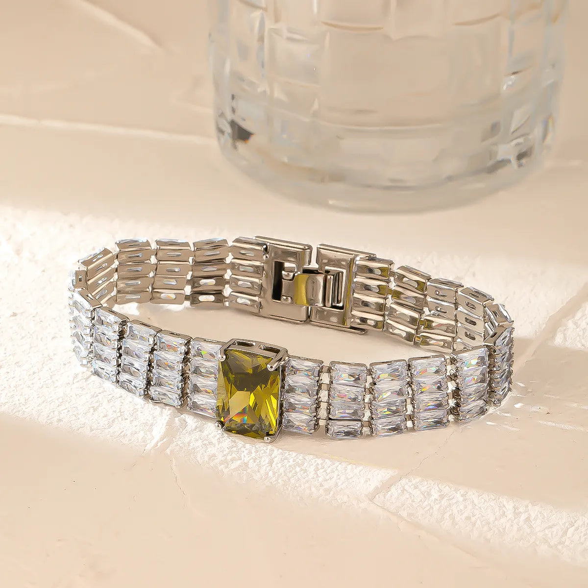 Modern Style Colorful Copper Plating Inlay Zircon White Gold Plated Gold Plated Bracelets