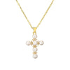 Modern Style Cross Letter Devil'S Eye Copper Gold Plated Pearl Zircon Pendant Necklace In Bulk